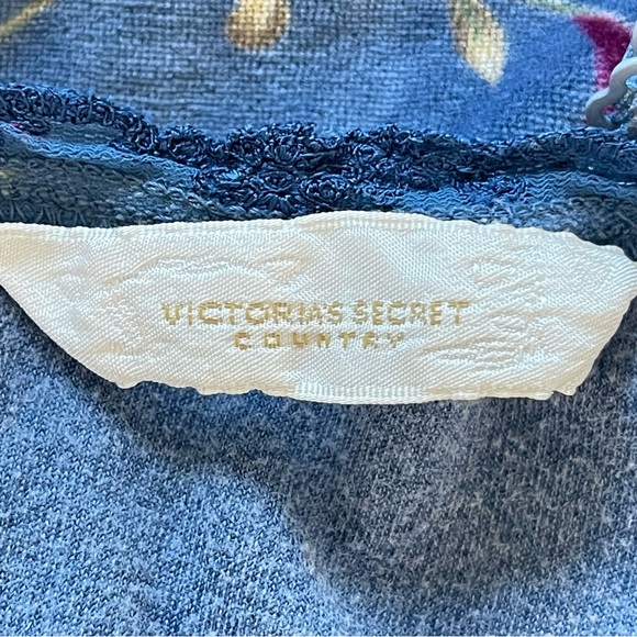 Vintage Victorias Secret Country Velour Velvet Ditsy Floral Lace Trim Tank Top - Picture 13 of 17